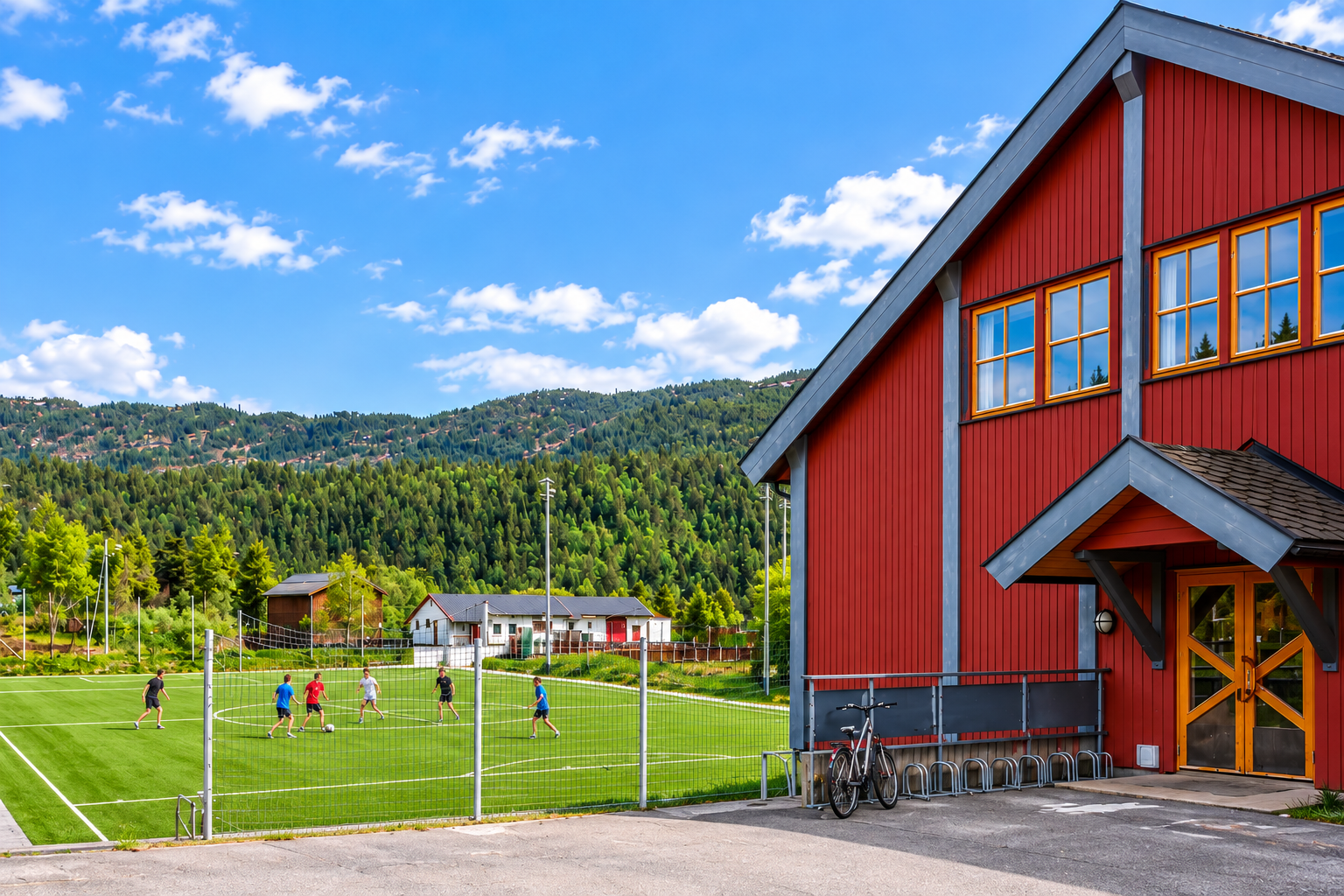 Barn på veg til skulen i Bykle
